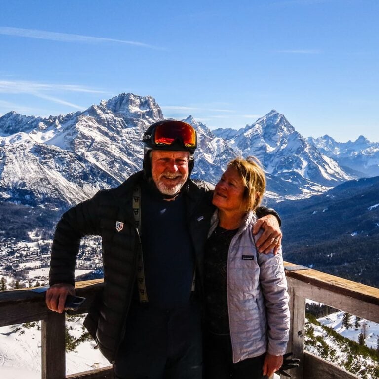 Couple smiling in Dolomites