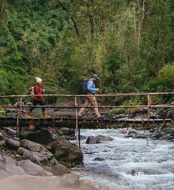 Hikers on a sunny day in Patagonia