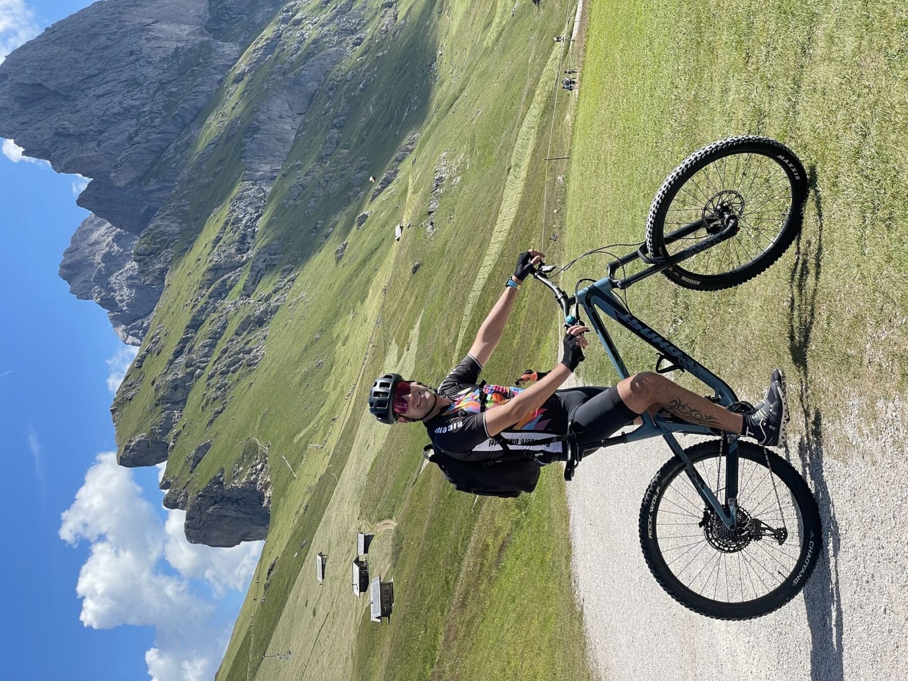 Cyclist and great view in Italy