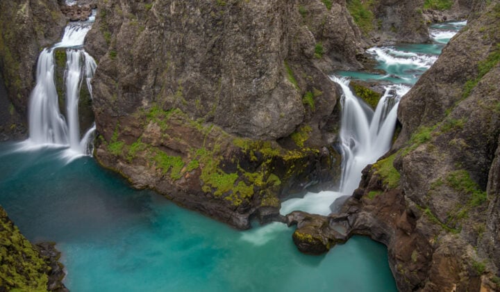 Double waterfall in Iceland