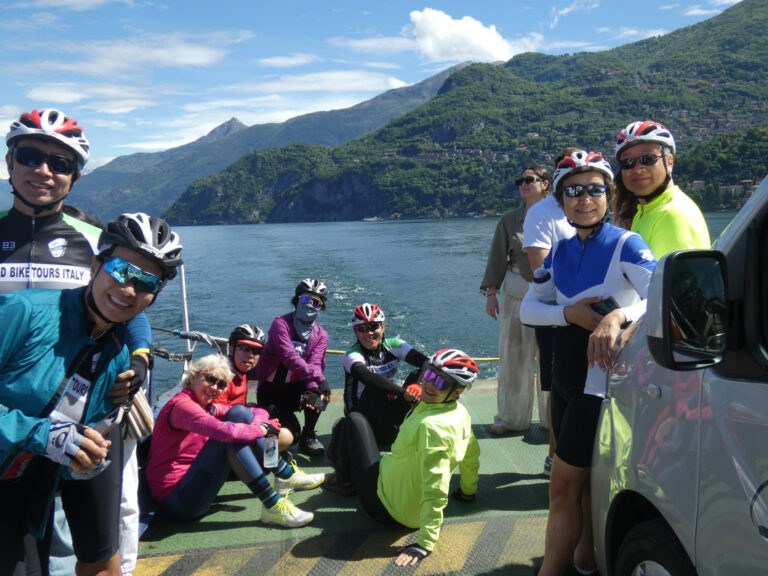 Bikers on ferry in Italy