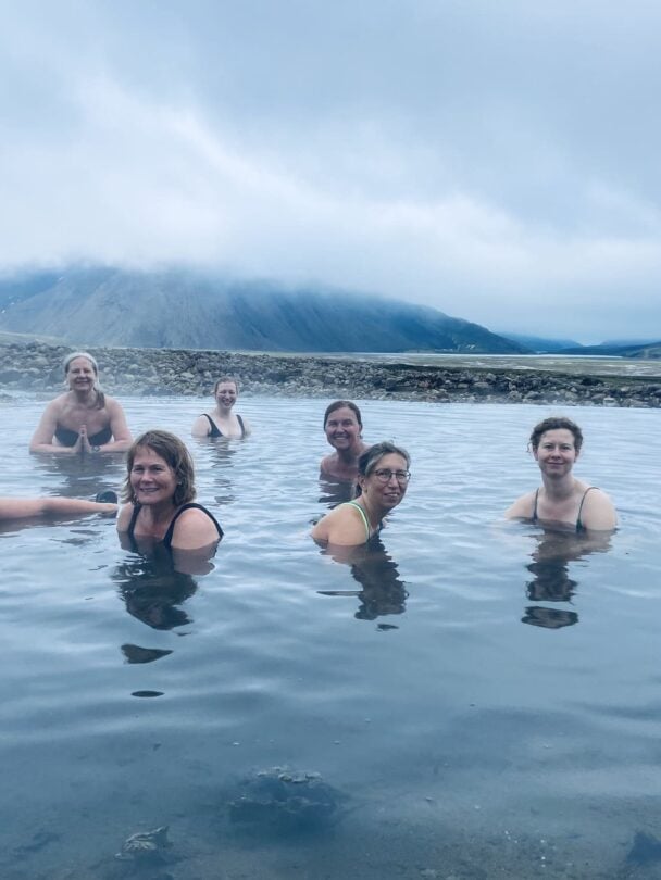 Crossing a stream in Iceland