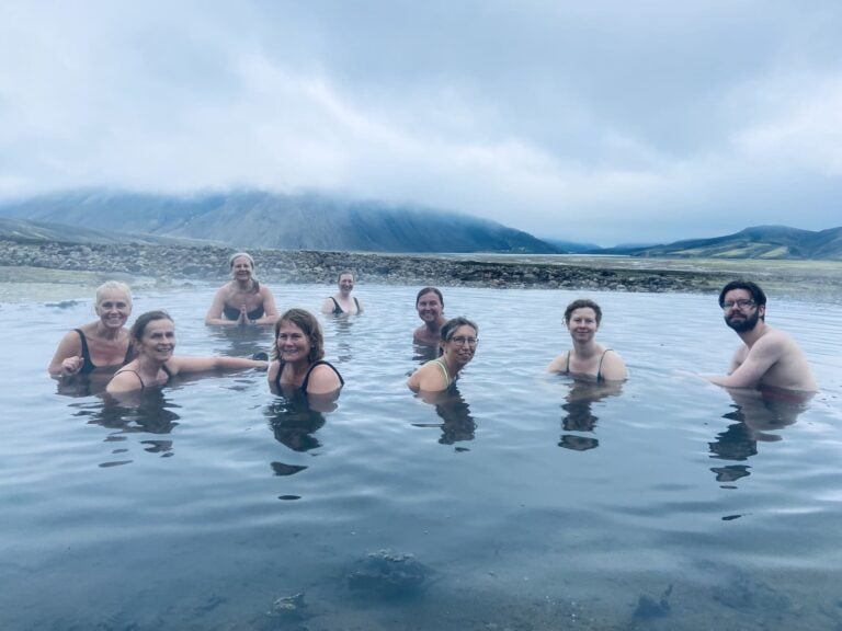 Geothermal pool hikers