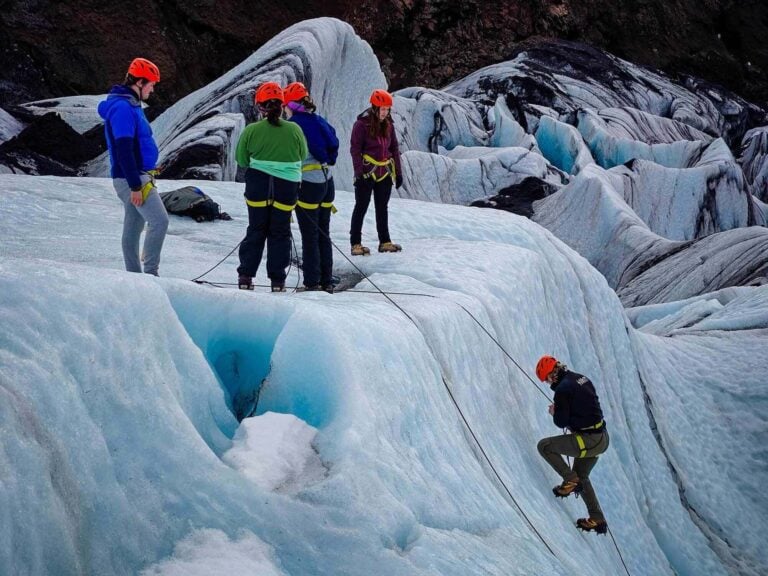 Glacier hiking with crampons in Iceland