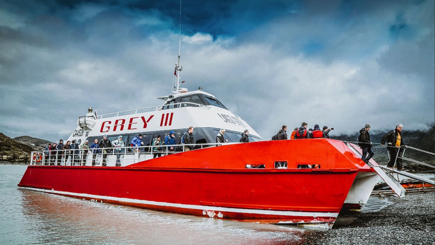 Grey boat in Patagonia