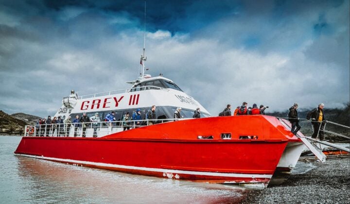 Grey boat in Patagonia