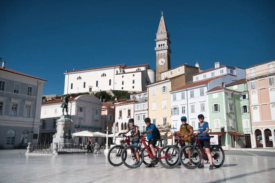 Group of cyclists in Slovenia