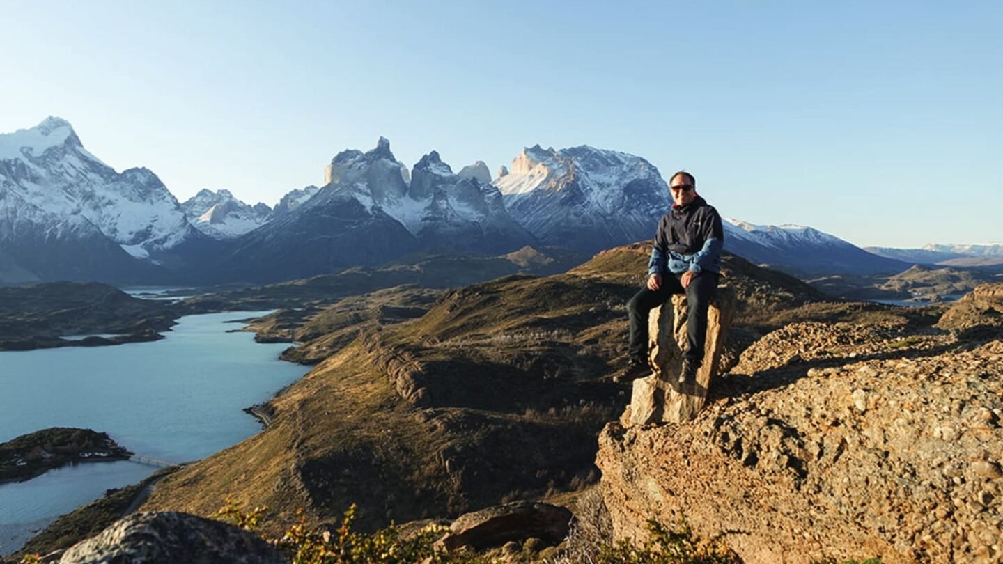 Hiker lookout in patagonia