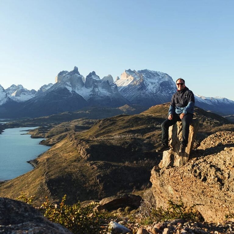 Hiker lookout in patagonia