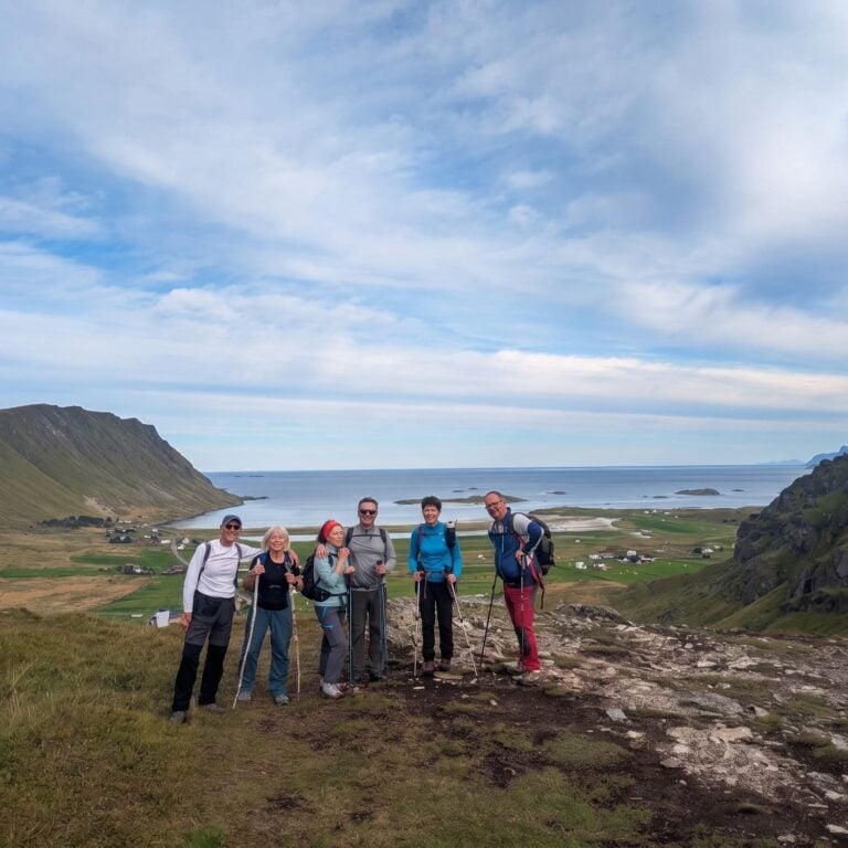 Hikers with poles in Norway