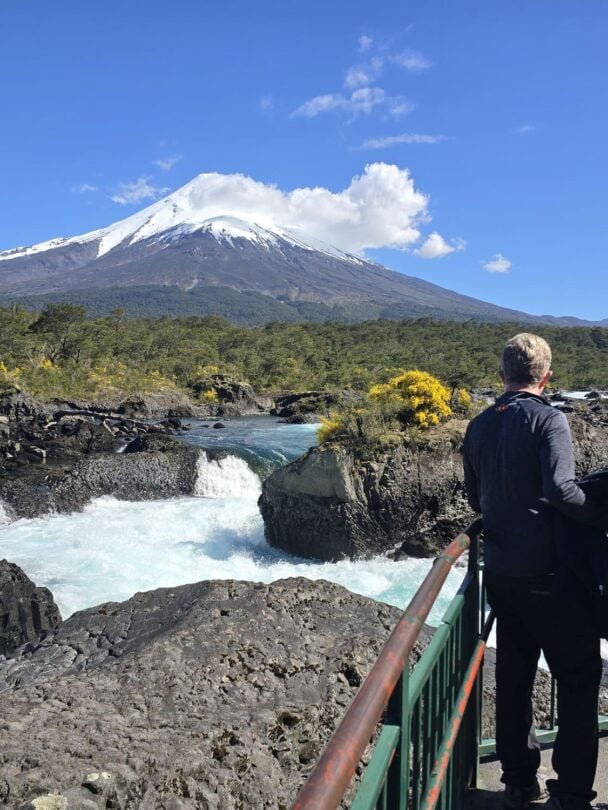 Hikers on a sunny day in Patagonia
