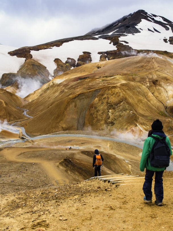 Crossing a stream in Iceland