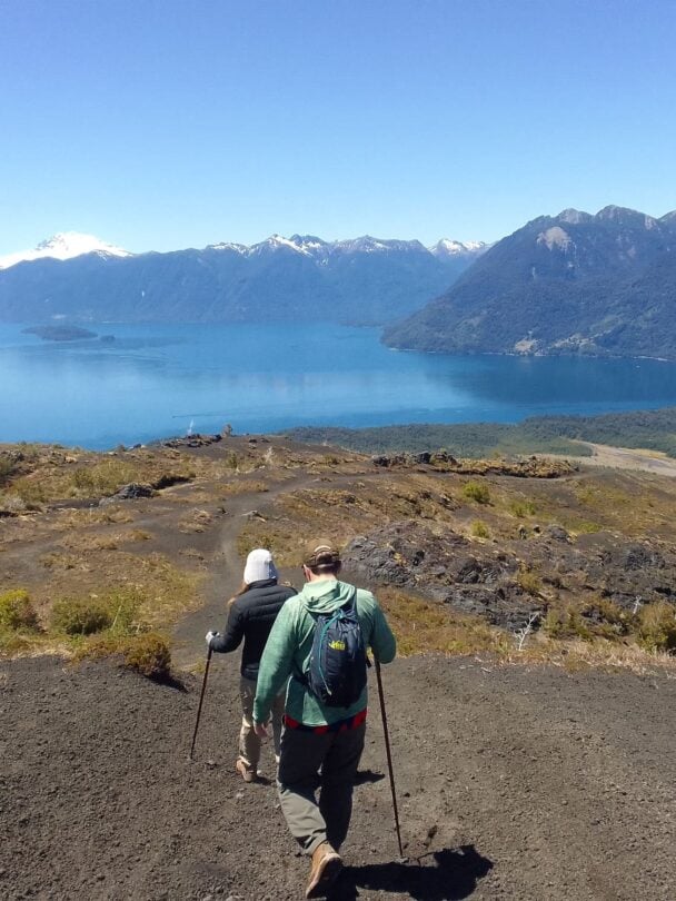 Hikers on a sunny day in Patagonia