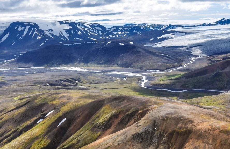 Hiking routes in Iceland aerial shot