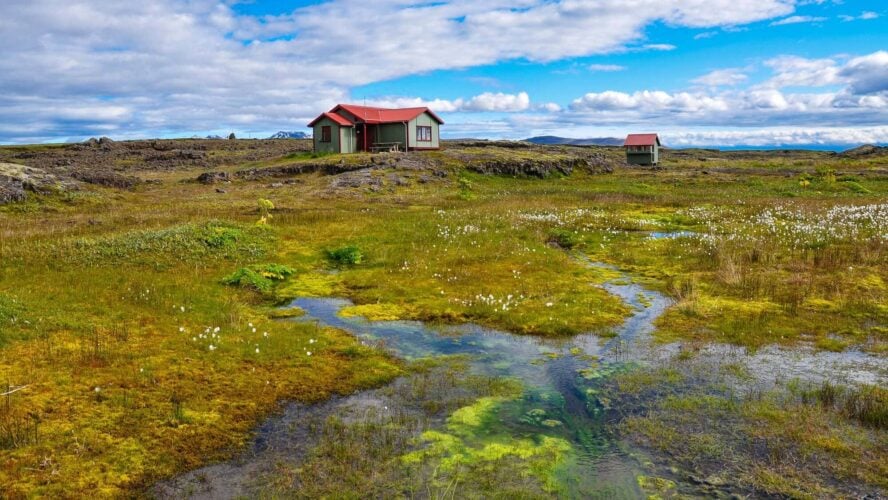 Huts and flowery meadows