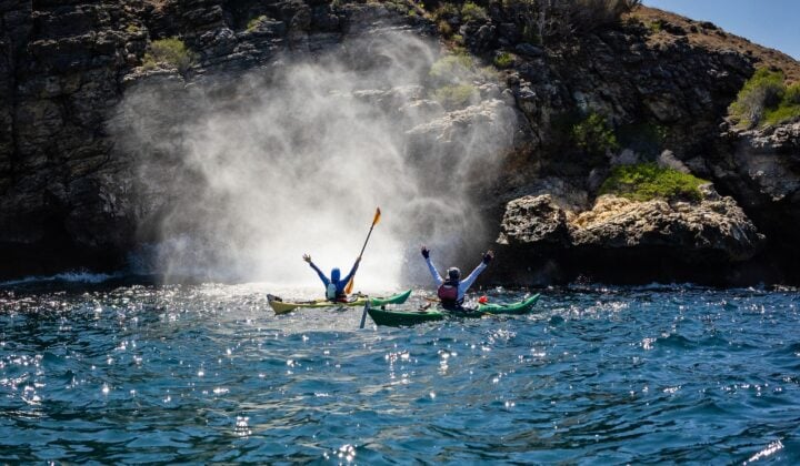 Kayaking in sea mist