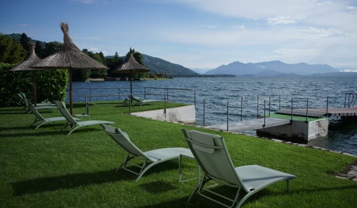 Lawnchairs relaxation on a lake