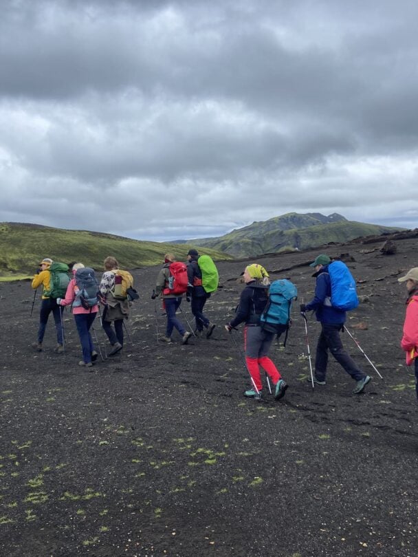 Crossing a stream in Iceland