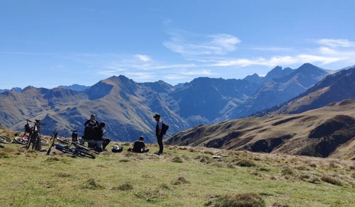 Mountain bikers in Pyrenees