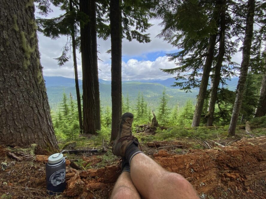 Resting with a view after hiking on the Pacific Crest Trail