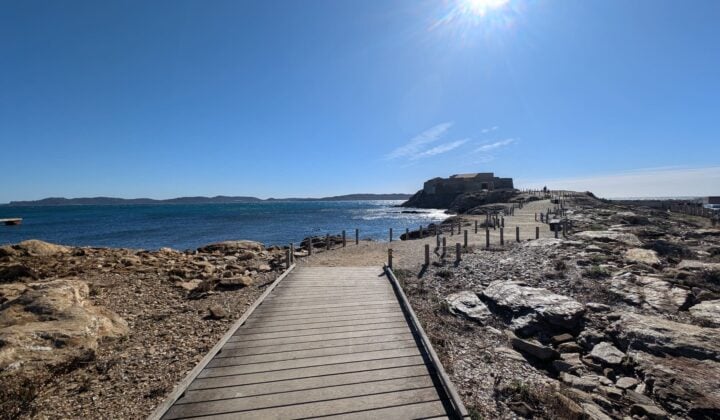 Sea and boardwalk in France