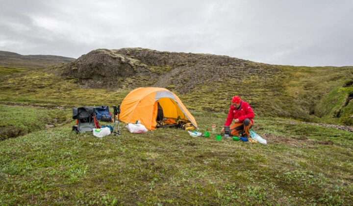 Setting up camp in Iceland