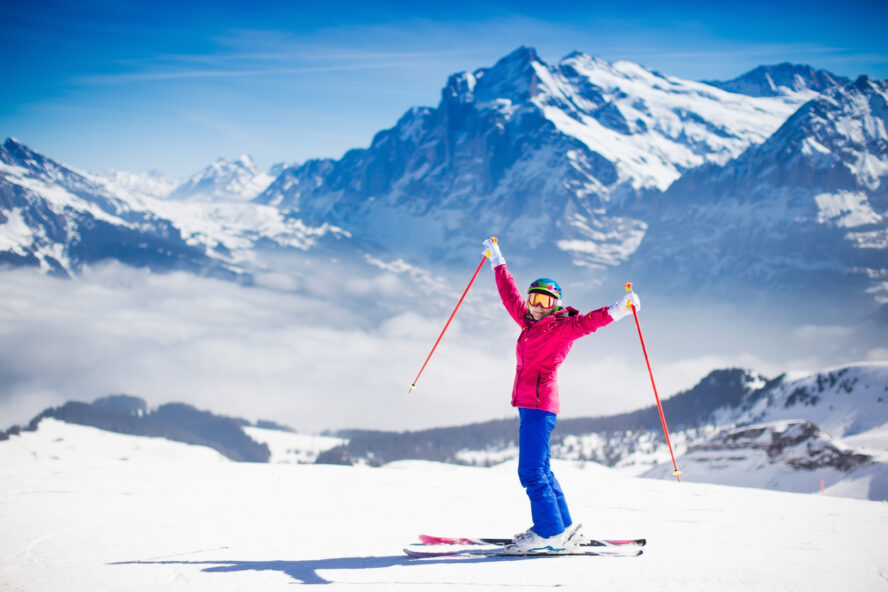 A skier happy in the Swiss Alps