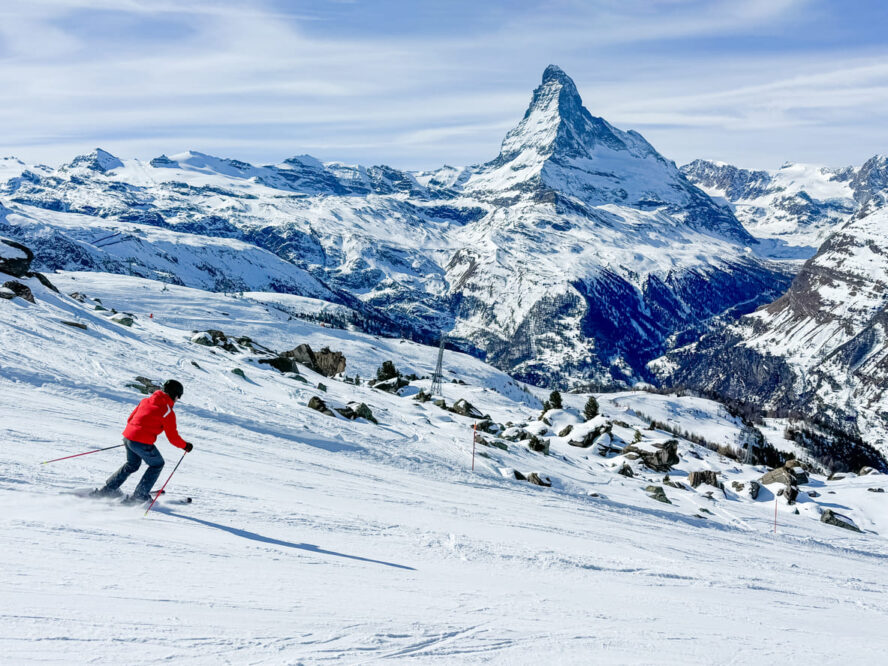A man skiing in Switzerland