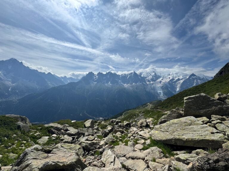 Stones on mountain in Mont Blanc area