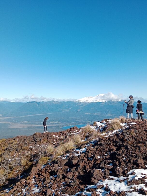 Hikers on a sunny day in Patagonia