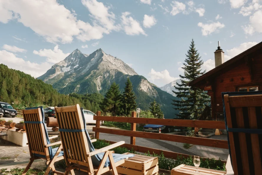 Terrace with a mountain view