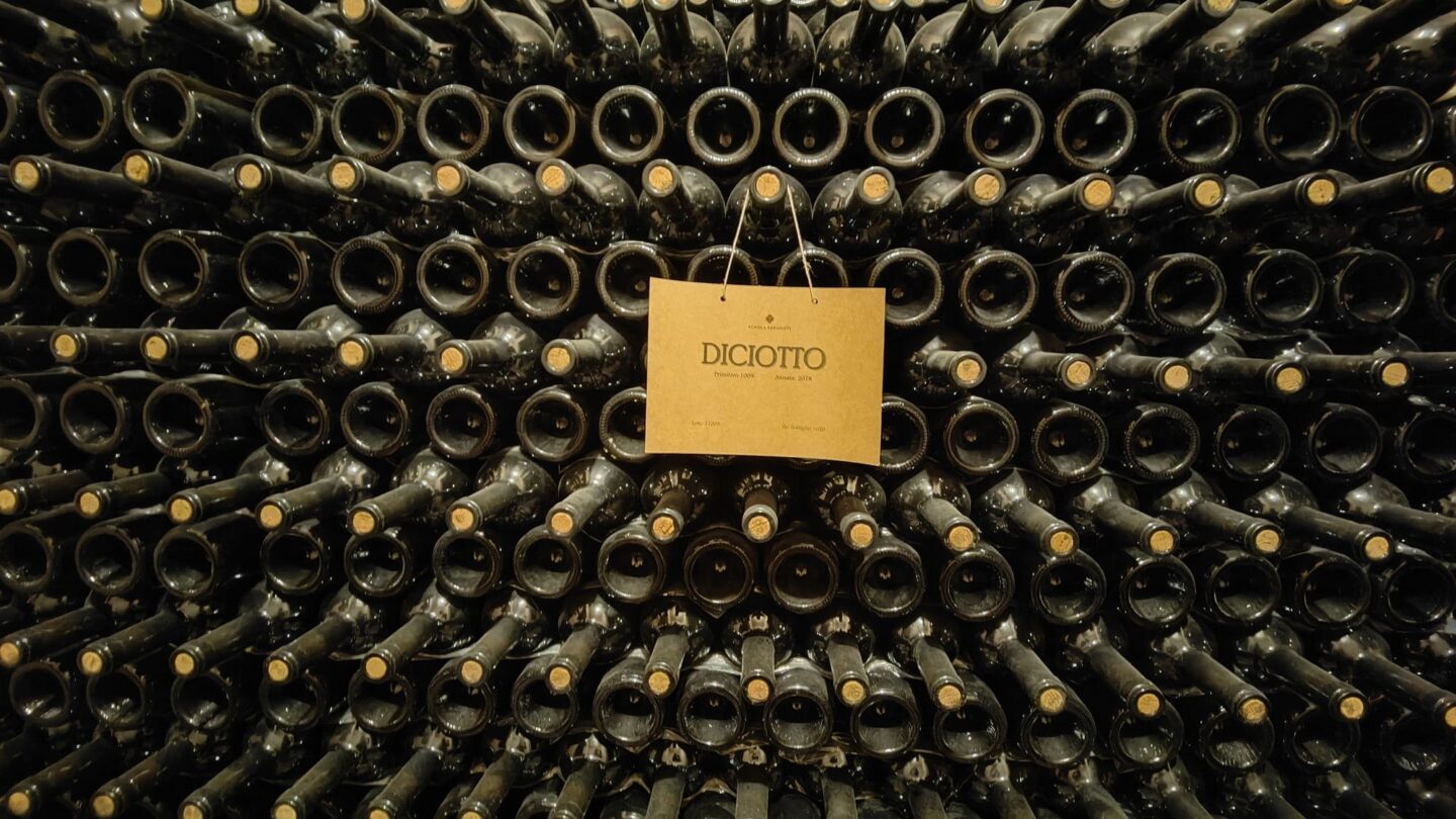 Wine bottles in Italy