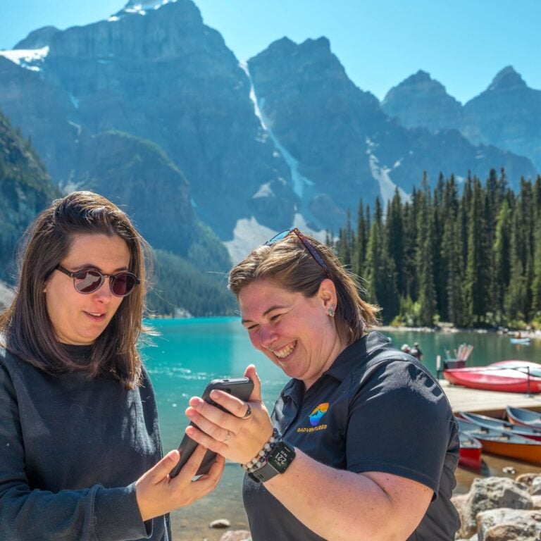 Women smiling in Banff