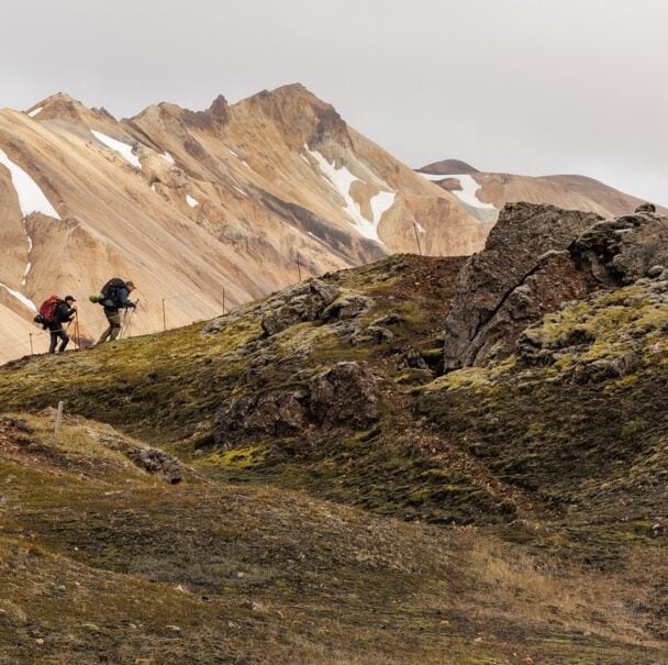 Crossing a stream in Iceland