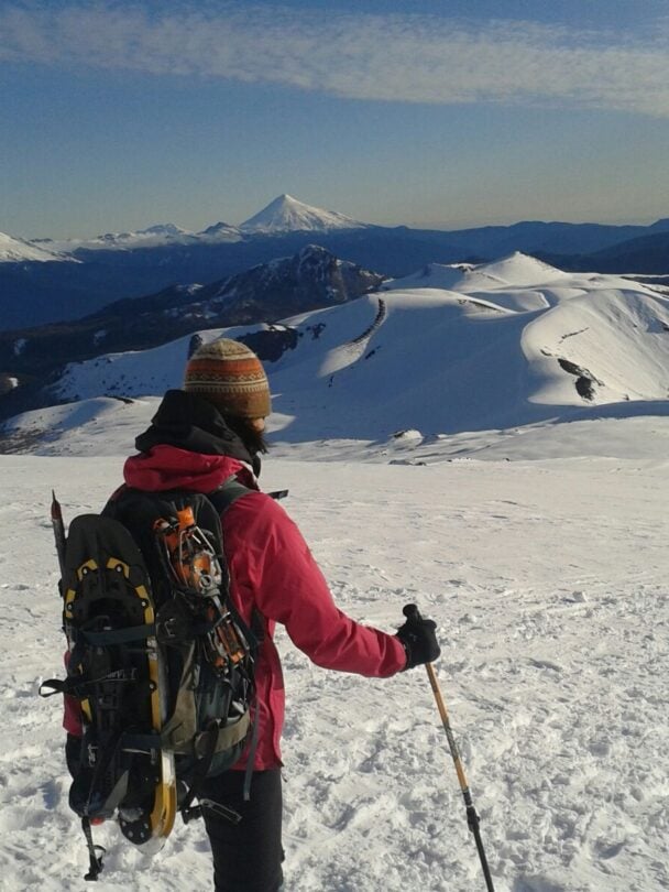 Hikers on a sunny day in Patagonia