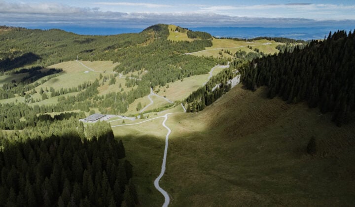 aerial swiss alps sunny