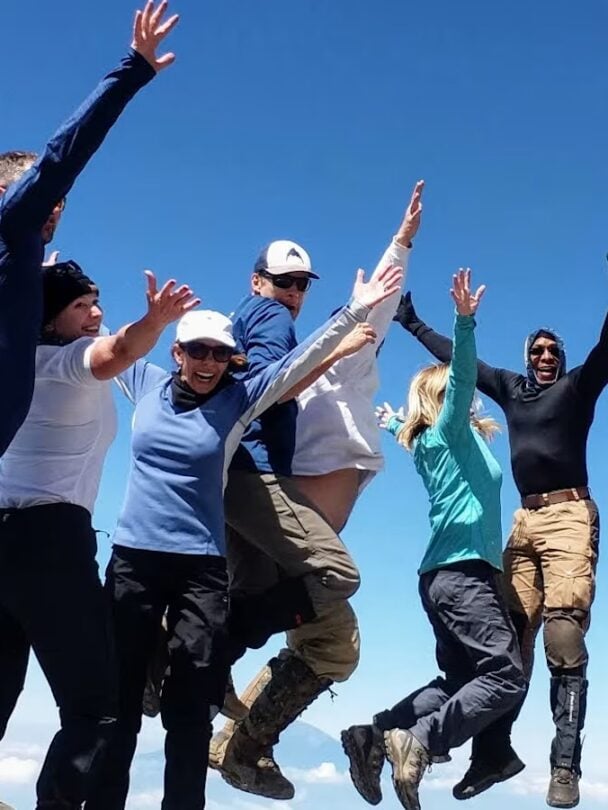 above clouds kilimanjaro trekker