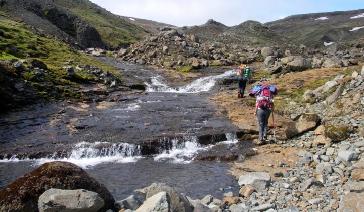 two hikers charcoal trail