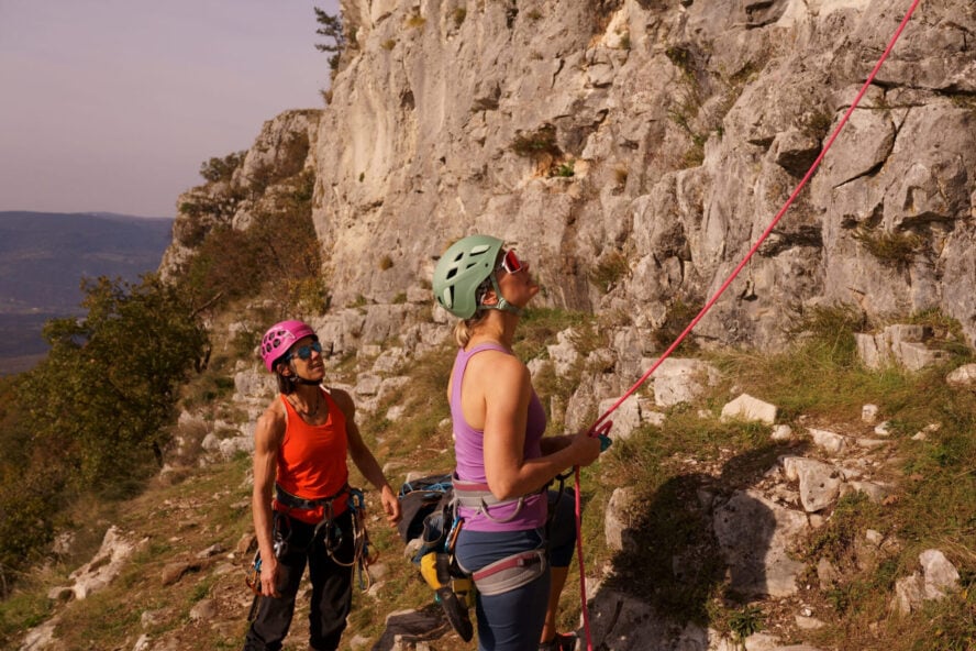 Women climbing in Istria