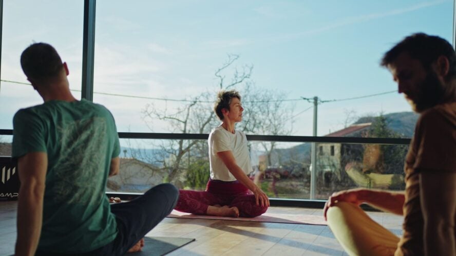Yoga class in Istria with climbing guide