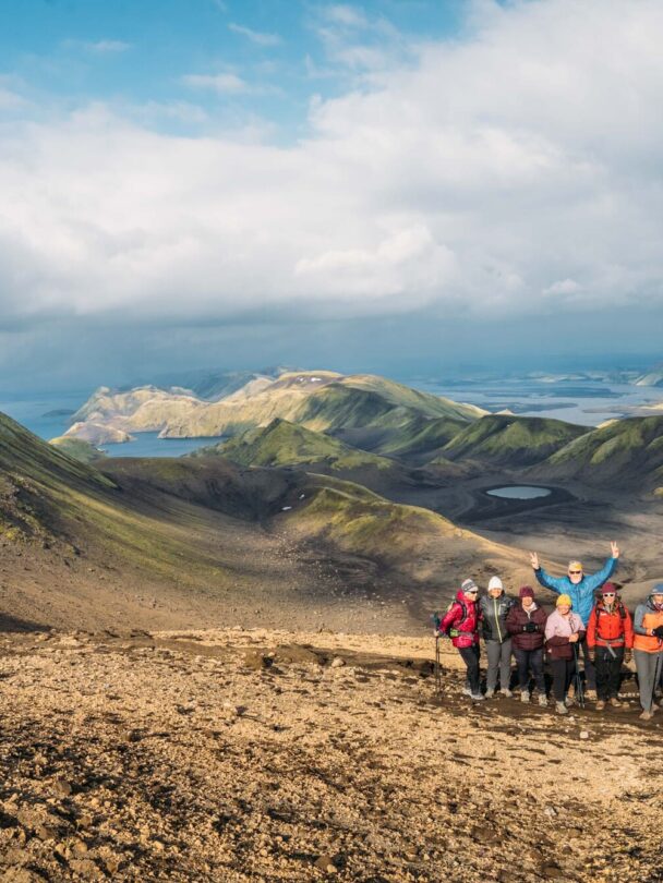 Group of hikers on the hidden trails of Iceland