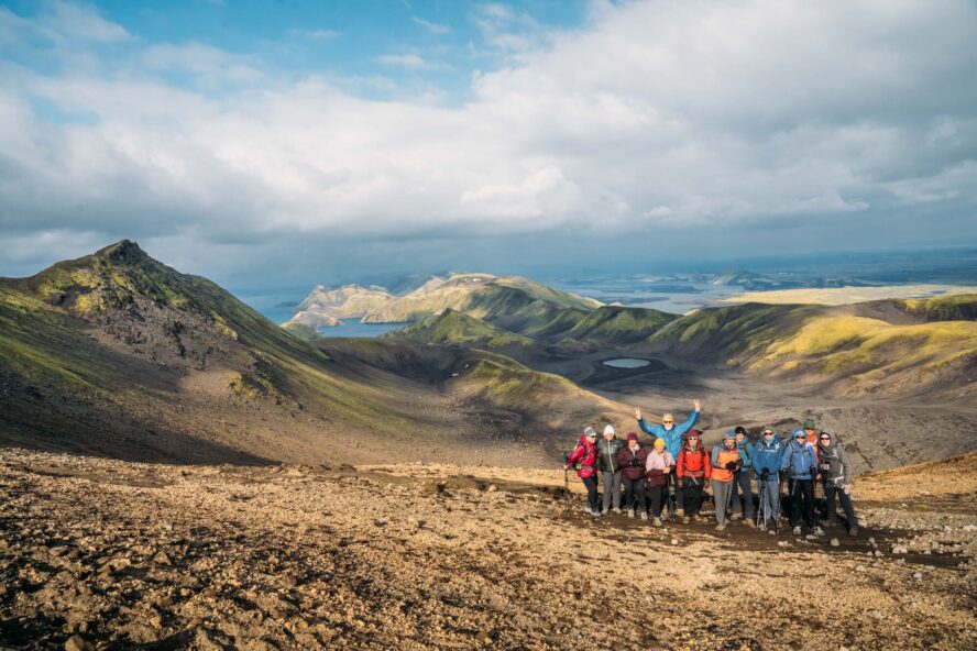 Group of hikers on the hidden trails of Iceland