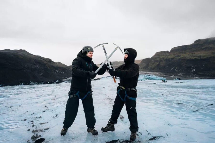 Men with ice axes in Iceland