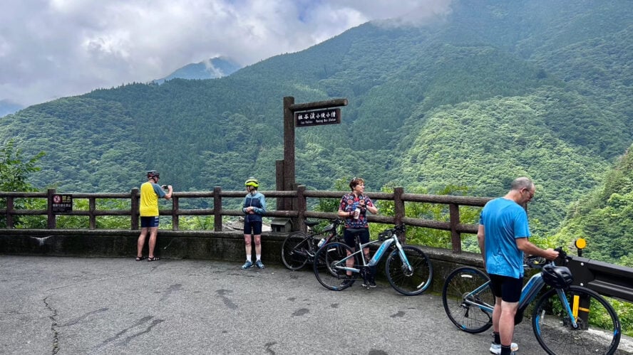 Mountain road cyclists in Japan