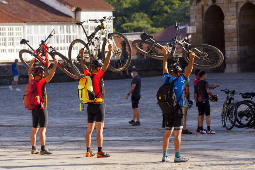 Santiago cathedral bikes up