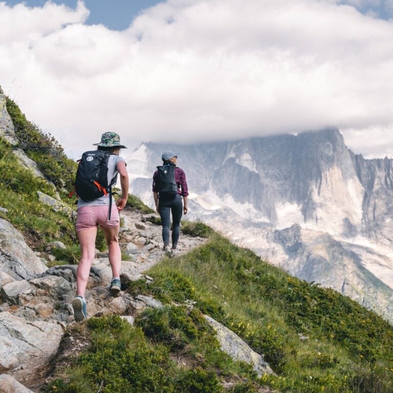two hikers tour du mont blanc