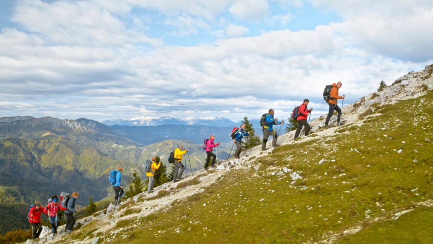 Group hiking in Slovenia