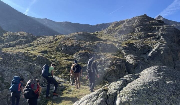 hikers sunny day aosta