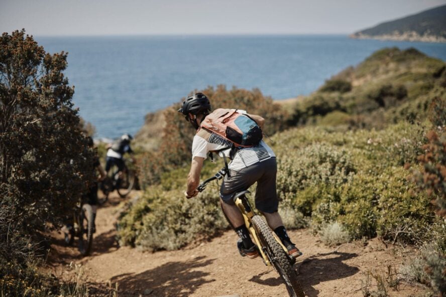 Riding to shore in Tuscany on an e-MTB