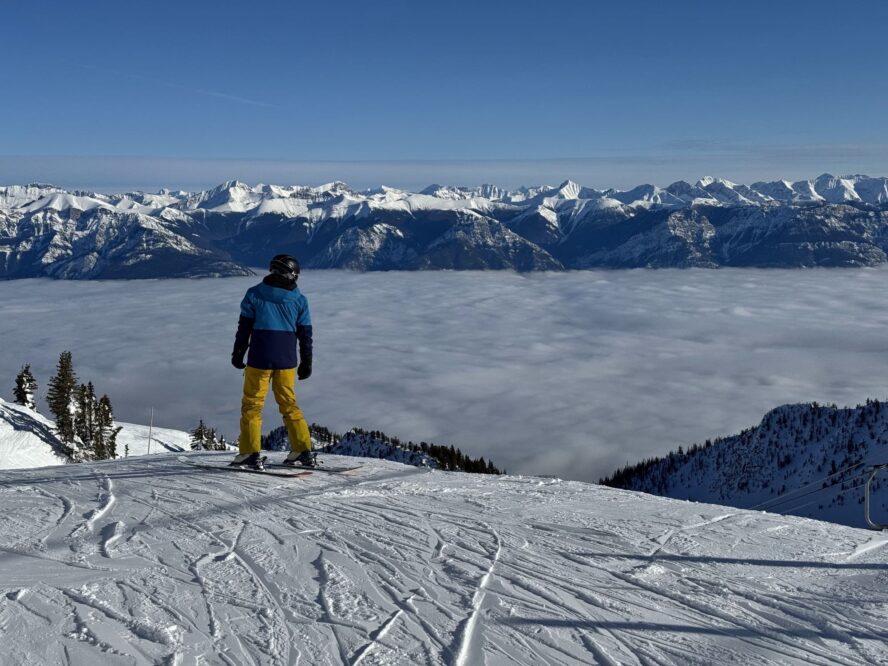 Skier watching the view in BC